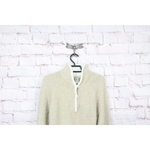 ExOfficio Long Sleeve Stand Collar Casual Knit Sweaters Cream Size M - Picture 2 of 11